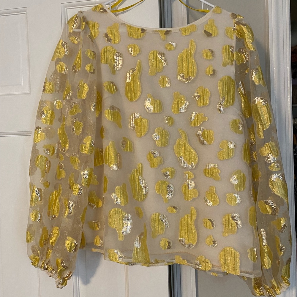 Anthropologie Maeve metallic leopard blouse size 8